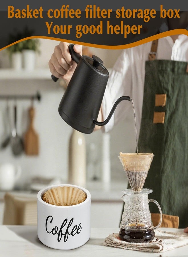Essovee Wooden Coffee Filter Holder with Lid, Basket Coffee Filter Storage Container for Counter, Rustic Farmhouse Café Bar Decor, 50 Count Capacity (White) - Image 4